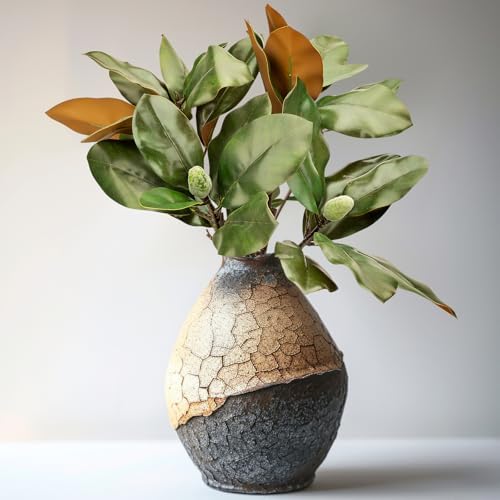 2 Pcs Magnolia Artificial Leaves Branches with Fruit 32 Inch 3D Real Touch