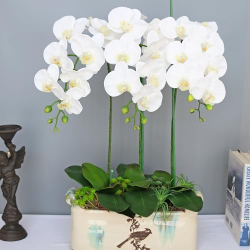 Htmeing 38 Inch Artificial Phalaenopsis Flowers Branches Real Touch