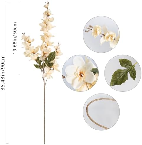 6PCS Champagne Delphinium Artificial Flowers for Wedding Decor