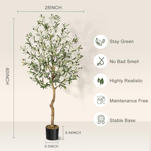 IDEALHOUSE Artificial Olive Tree 5FT Potted Topiary