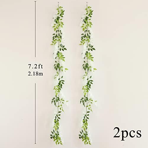 Apeair Wisteria Artificial Flowers Garland 2Pcs 144ft White