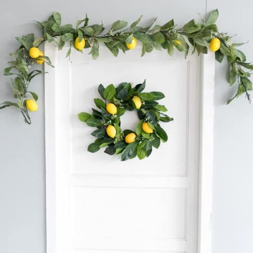 2 Pcs Artificial Lemon Garland with Flowers and Eucalyptus