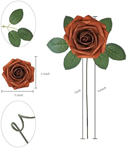 Artificial Flowers 25pcs Terracotta Foam Roses for Wedding Bouquets Centerpieces