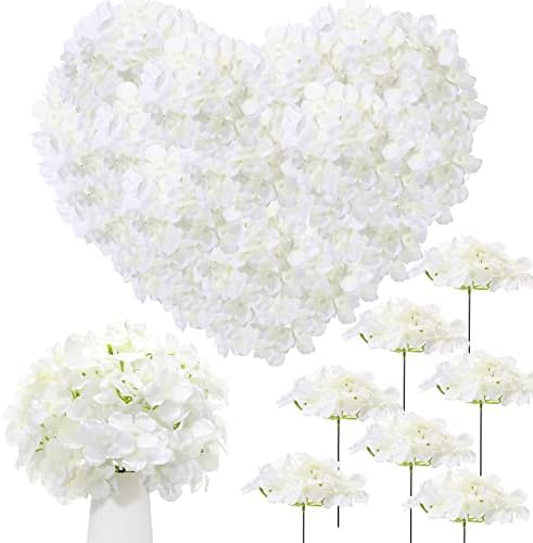 Zeyune 200 Pcs White Artificial Hydrangeas with Stems