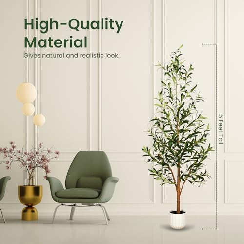 Realistic 5ft Artificial Olive Tree with Pot