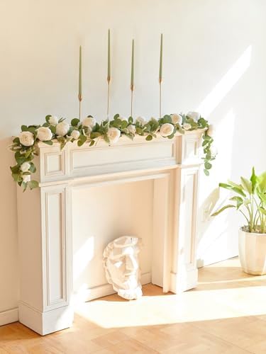 MISSPIN Artificial Flower Garland with Peonies and Roses