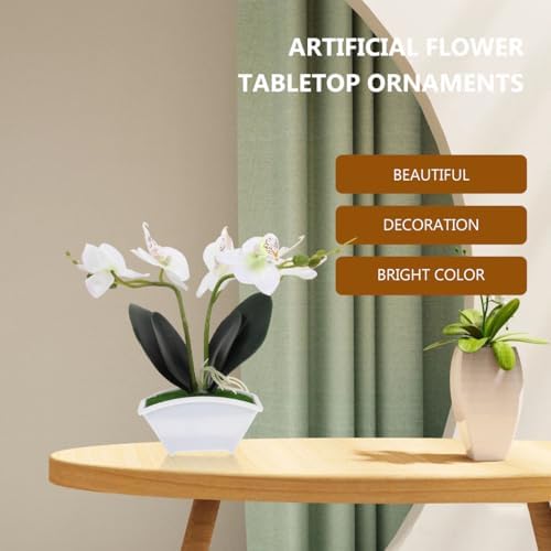 POPETPOP Artificial Orchid Flowers in Ceramic Pot White