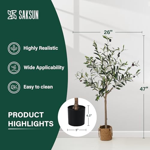 Olive Tree Artificial 4FT with Realistic Leaves and Fruits in Pot