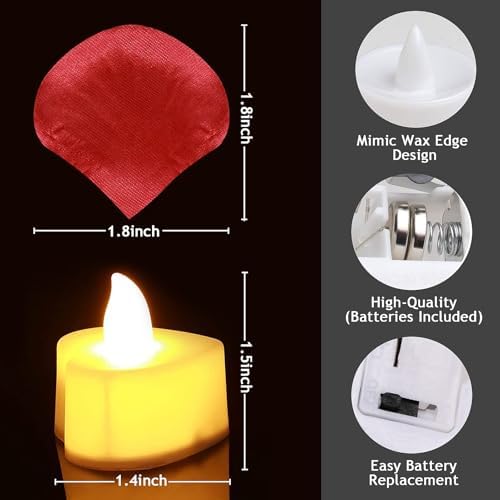 Childom Red Rose Petals Set with LED Candles