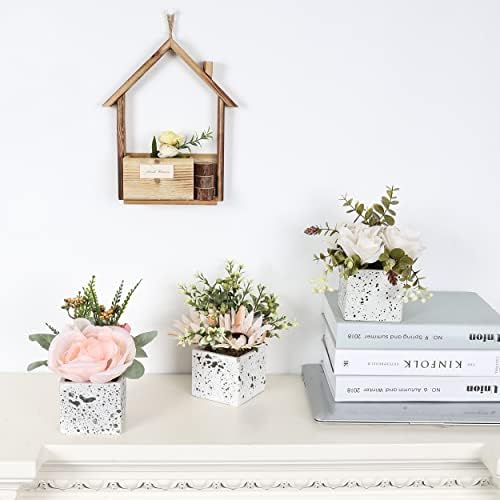 Jusdreen Artificial Flower Peony Eucalyptus Leaf Ceramic Pot Decor
