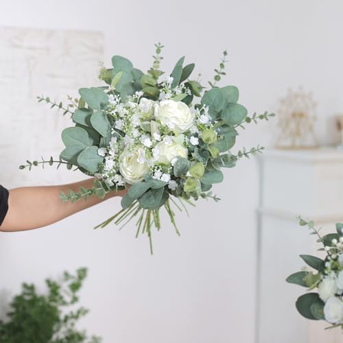 110 Pcs 7 Kinds Mixed Artificial Eucalyptus Stems and Flowers