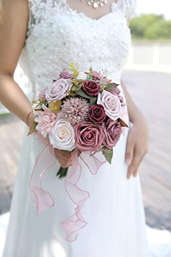 Artificial Flowers Gradient Pink Purple Combo Set