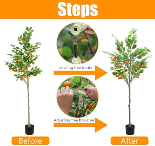 6 Feet Fake Orange Tree Artificial with Realistic Fruits and Leaves
