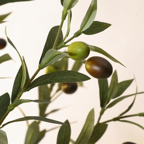 GAOMON 6FT Artificial Olive Tree with Basket and Lifelike Fruits