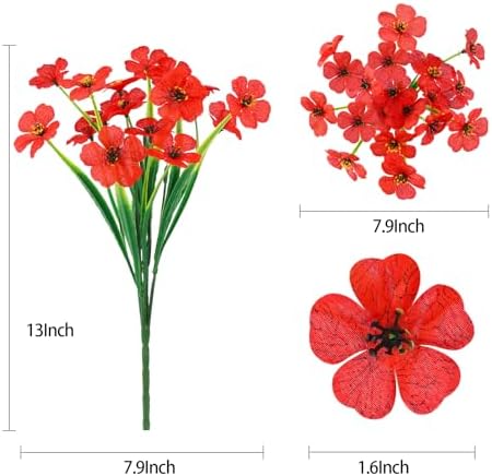 MACTING Artificial Flowers 6 Bundles UV Resistant Outdoor Decor