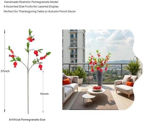 Lifelike Artificial Pomegranate Flower Decoration 4PCS 37 Inch