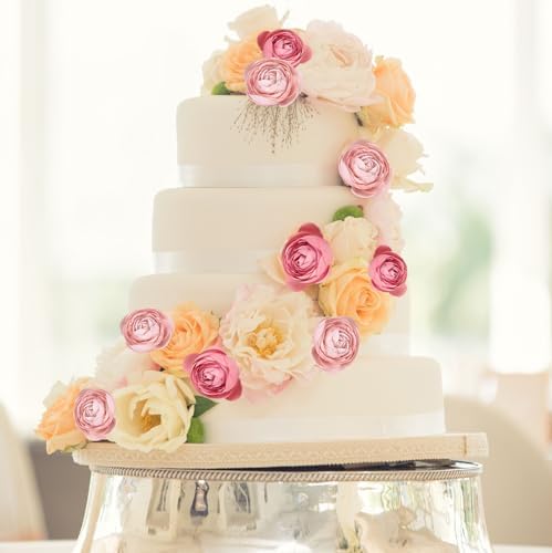 IPOPU Artificial Ranunculus Bouquets with Stems 12PCS Dusty Rose
