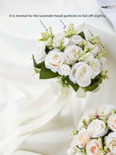 Meldel Ivory Wedding Bouquets Set with Corsage and Boutonniere
