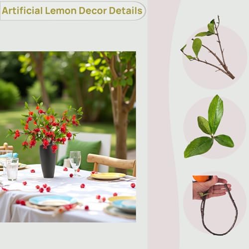 Lifelike Artificial Pomegranate Flower Decoration 4PCS 37 Inch