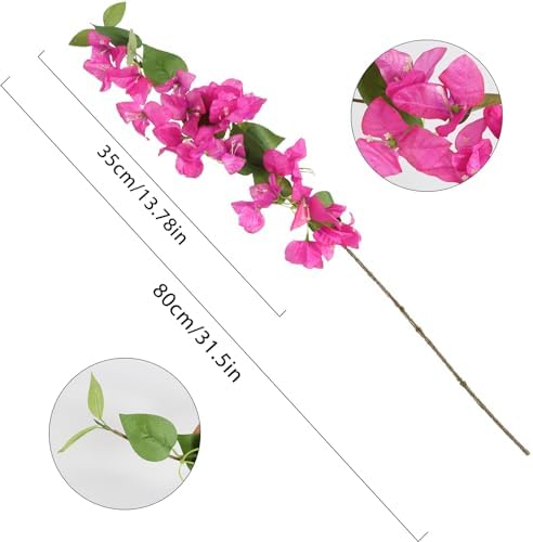 INSUNSIX 12PCS Long Stem Pink Artificial Bougainvillea Flowers