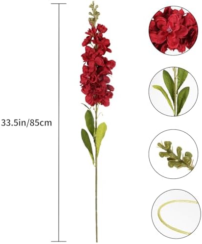 IPOPU Red Artificial Snapdragon Flowers 6 PCS Long Stem Silk Flowers