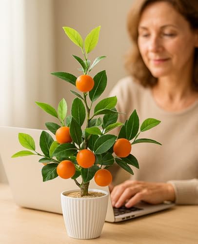 AceList Artificial Orange Tree in White Pot