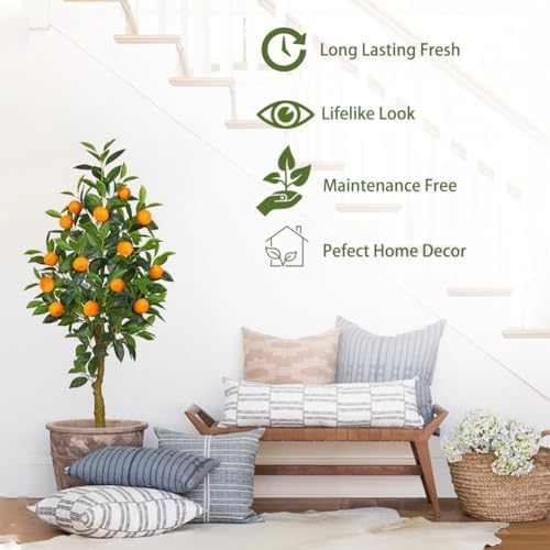 4ft Artificial Orange Tree with 14 Realistic Fruits