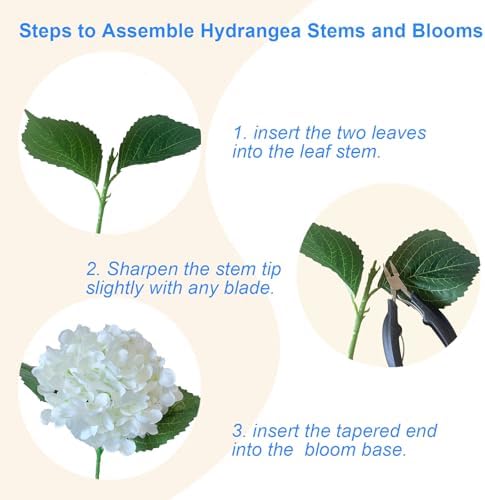 6PCS Premium White Hydrangea Artificial Flowers Bouquets