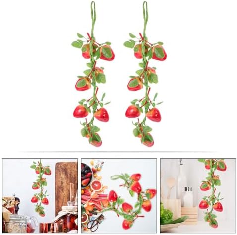 PRETYZOOM Realistic Fake Strawberry Hanging Decor