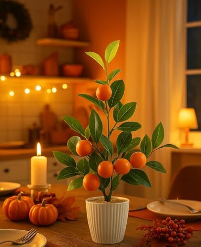 AceList Artificial Orange Tree in White Pot
