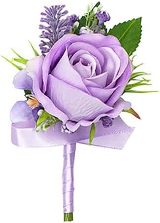 Floinla 1Pc Single Purple Lavender Boutonniere for Men Wedding Prom