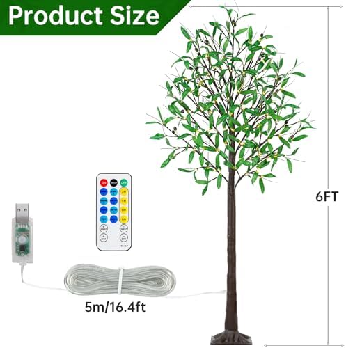 FastDeng Lighted Olive Tree 6ft Artificial Tree with 130 LED Lights