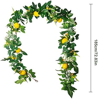 2 Pcs Artificial Lemon Garland with Flowers and Eucalyptus