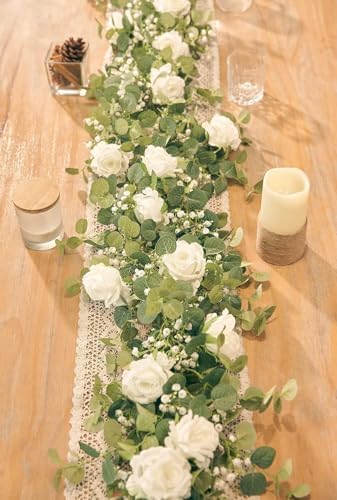 Annas Whimsy 591FT Artificial Eucalyptus Garland with Flowers