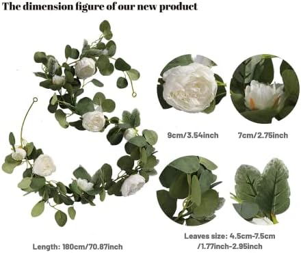 MISSPIN Artificial Flower Garland with Peonies and Roses
