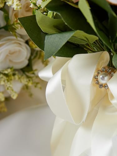 Meldel Ivory Wedding Bouquets Set with Corsage and Boutonniere