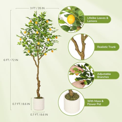 GarveeHome Artificial Lemon Tree with 100 LED Lights
