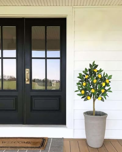 3 Ft Artificial Lemon Trees Indoor with White Ceramic Pot