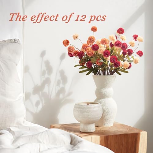 SITUMEIZI Artificial Burnt Orange Chrysanthemum Flowers 6Pcs Set