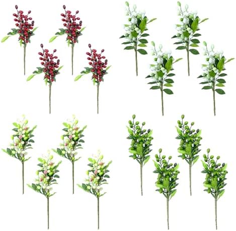 MISNODE 4PCS Artificial Olive Branches with Fruits 1