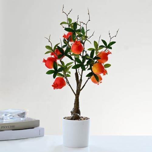 Premium Artificial Lemon Tree Bonsai with White Pot