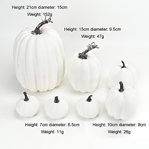 7Pcs Artificial White Pumpkins Halloween Decoration Set