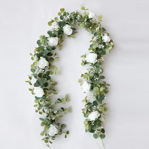 Annas Whimsy 591FT Artificial Eucalyptus Garland with Flowers