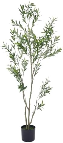 MOLACHI 6 FT Artificial Olive Tree with Natural Wood Trunk and Lifelike Fruits