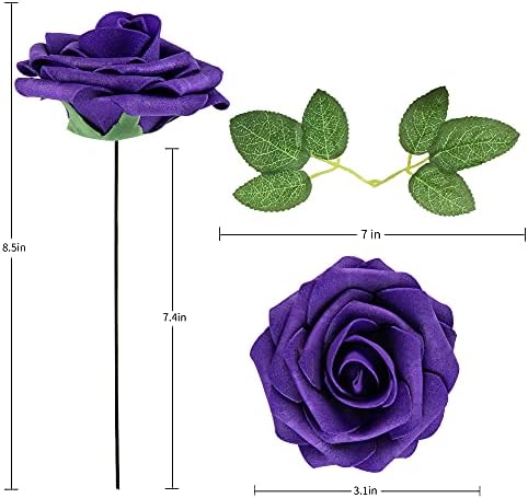 Lansdowns Artificial Foam Rose 25pcs Purple Realistic