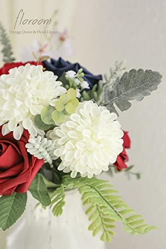 Floroom Artificial Dahlia Flowers 25pcs Ivory Foam Fake Roses