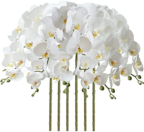 FagusHome 32 Inch Artificial Orchid Flowers 6 Pcs