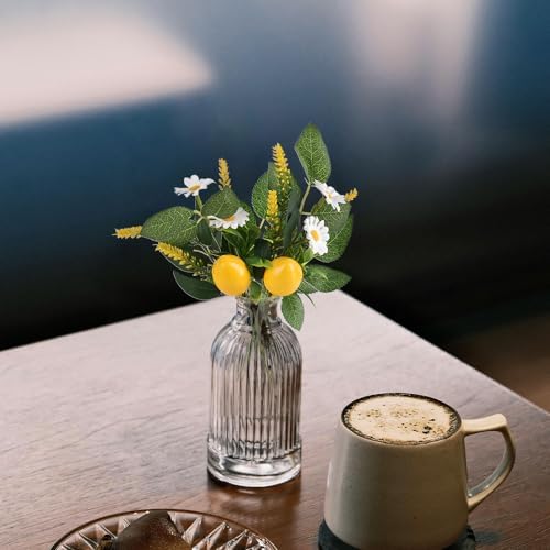Artificial Lemon Stems Plants 2 PCS for Vase Decor