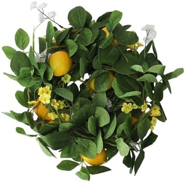 DULRLLY 66 Ft Artificial Lemon Garland with Yellow Fake Lemons and Flowers