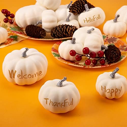 JOYIN Artificial White Pumpkins 18PCS Fall Decor Set